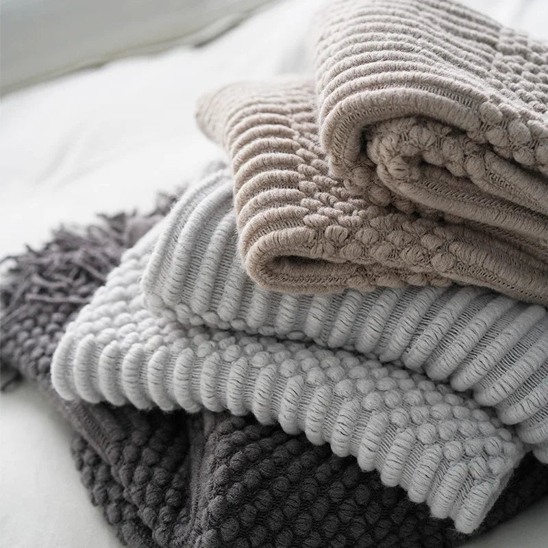 Textured Boho Knit Throw | Chunky Vintage Style