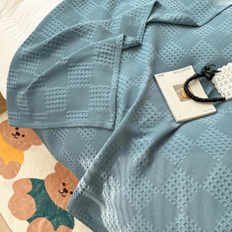 Cotton Waffle Throw Blanket | 100% Cotton, Breathable | 39x59 to 79x91 in