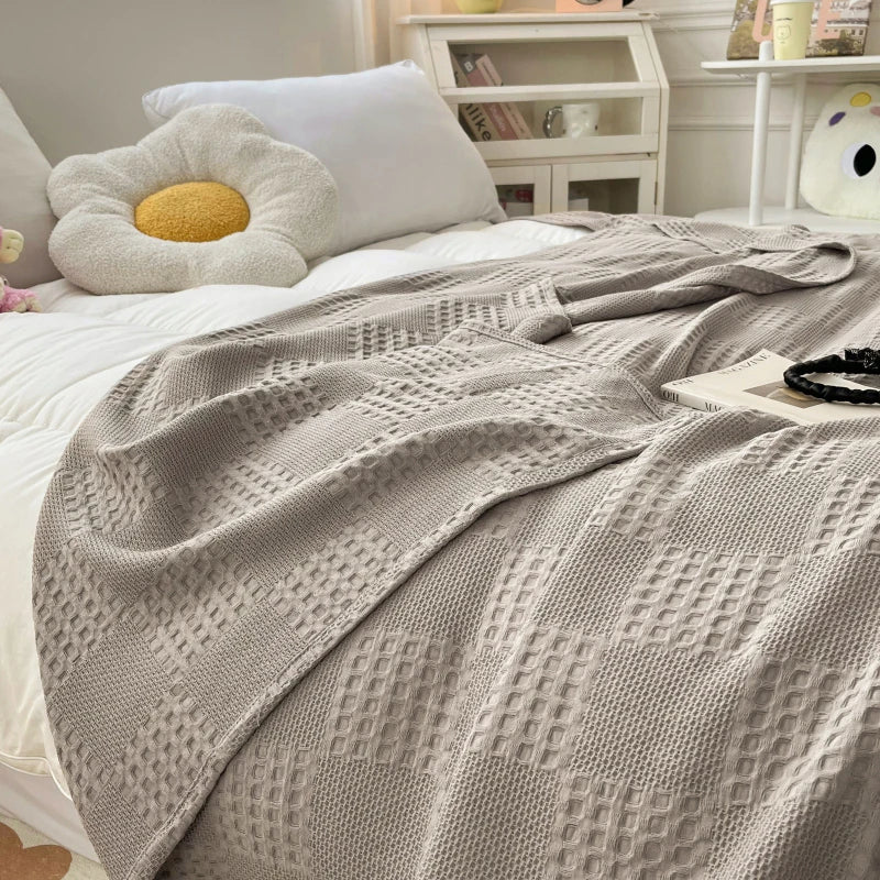 Cotton Waffle Throw Blanket | 100% Cotton, Breathable | 39x59 to 79x91 in