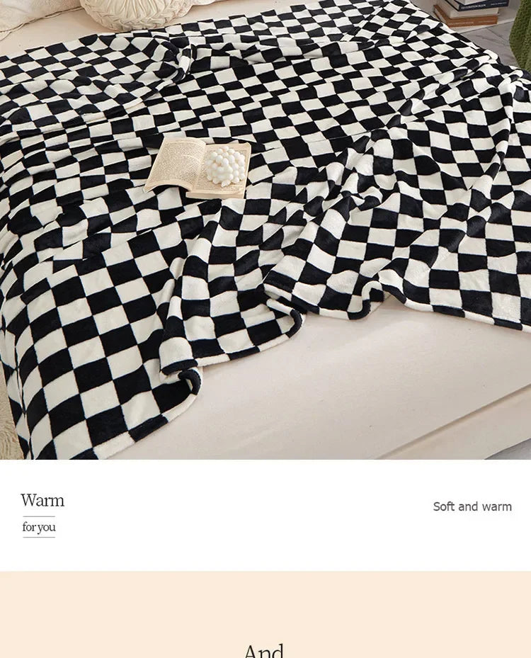 Checkerboard Throw Blanket | Black and White | 39x59 or 59x79 in