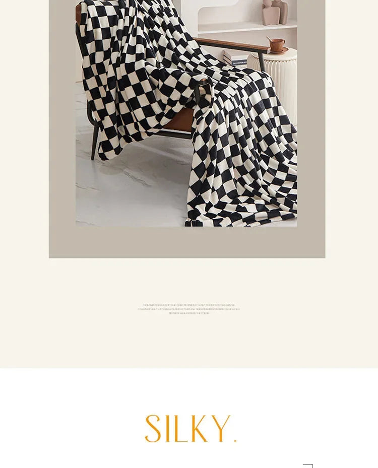 Checkerboard Throw Blanket | Black and White | 39x59 or 59x79 in