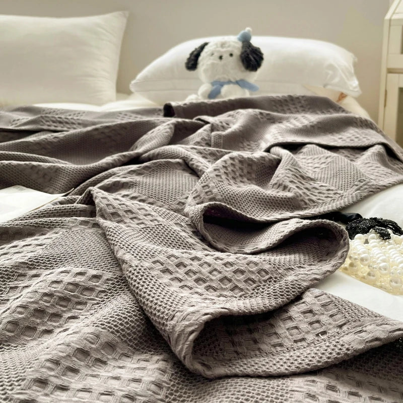 Cotton Waffle Throw Blanket | 100% Cotton, Breathable | 39x59 to 79x91 in