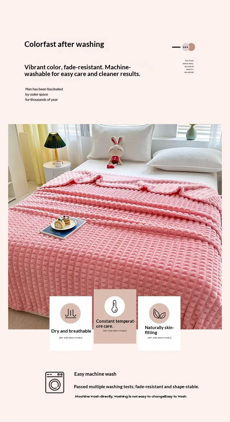 Plush Flannel Throw Blanket | Faux Rabbit Fur Feel, 8 Colors | 39x59 to 79x91 in