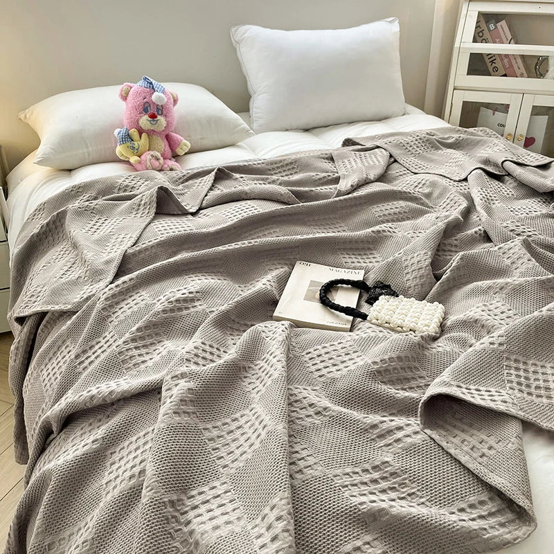 Cotton Waffle Throw Blanket | 100% Cotton, Breathable | 39x59 to 79x91 in