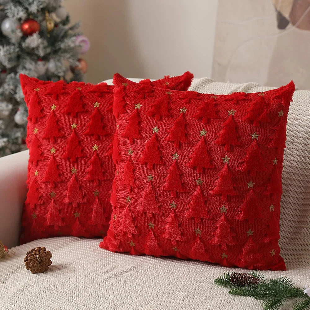 Knit Christmas Pillow Cover | Tree and Santa Designs, Cover Only | 18x18 in