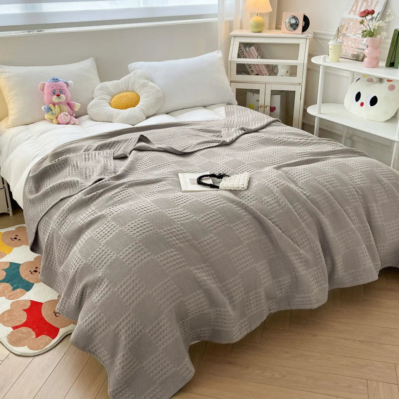 Cotton Waffle Throw Blanket | 100% Cotton, Breathable | 39x59 to 79x91 in
