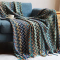 Hand-Knit Acrylic Throw Blanket | 100% Acrylic, Tasseled