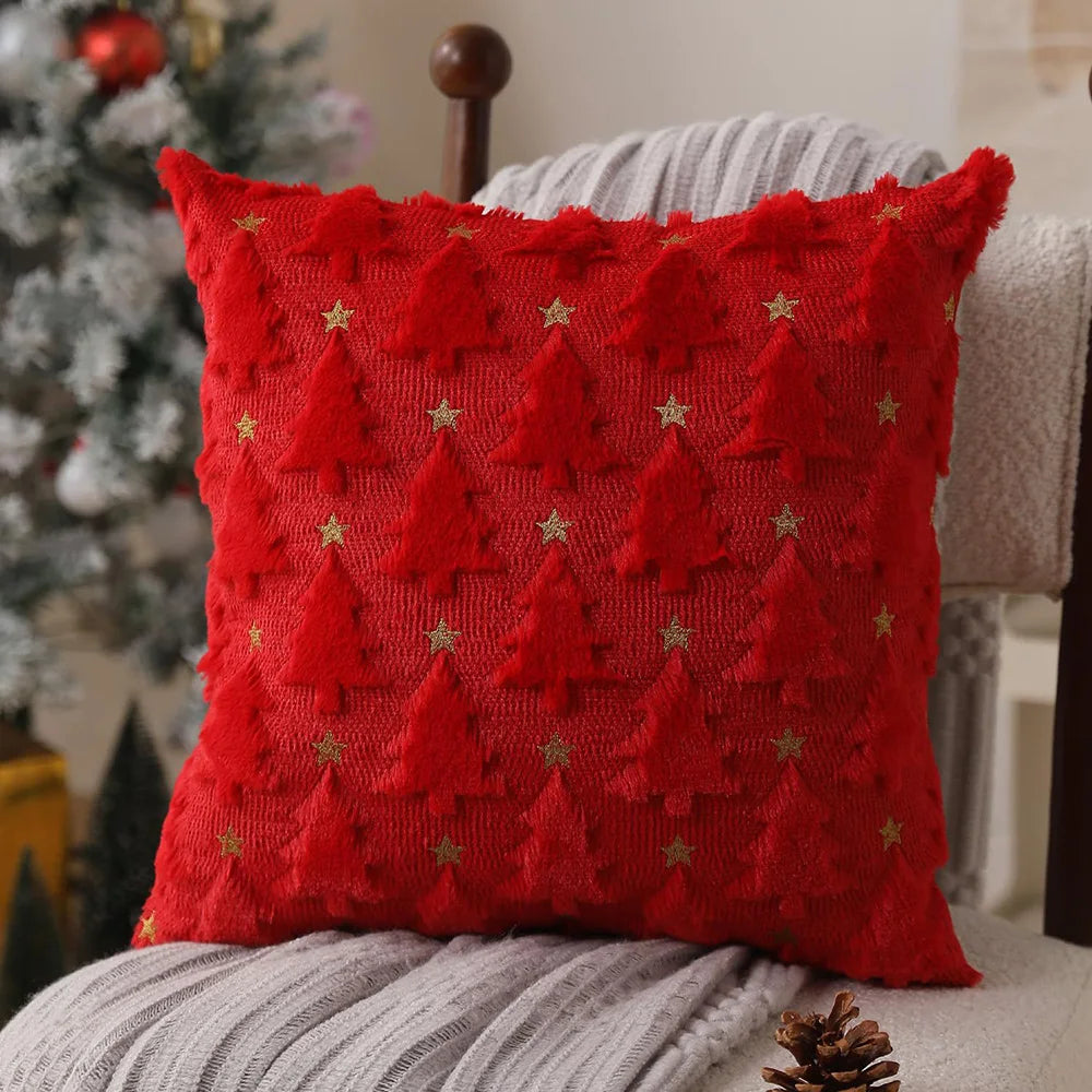 Knit Christmas Pillow Cover | Tree and Santa Designs, Cover Only | 18x18 in