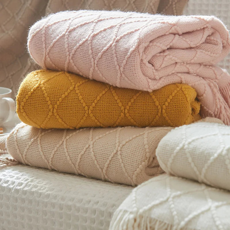 Textured Boho Knit Throw | Chunky Vintage Style