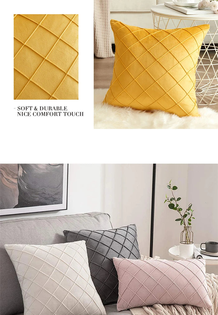Dark Gray Velvet Plaid Pillow Cover | Cover Only | 12x20 to 20x20 in