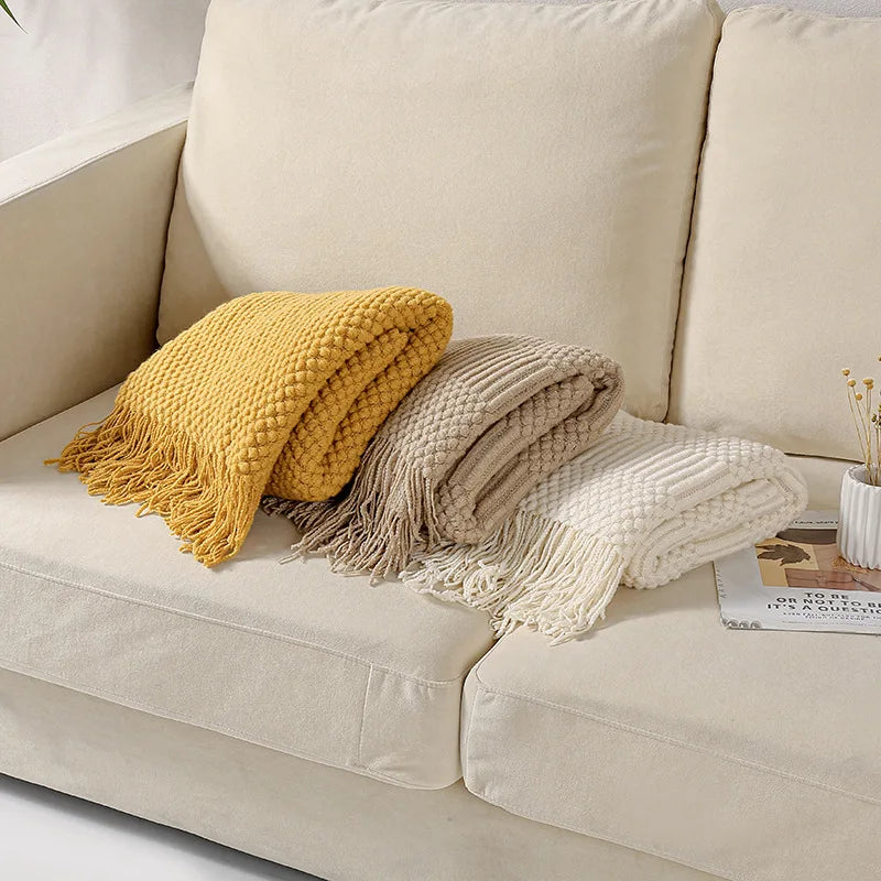 Textured Boho Knit Throw | Chunky Vintage Style
