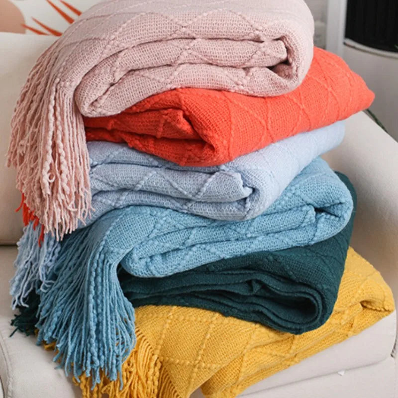 Textured Boho Knit Throw | Chunky Vintage Style