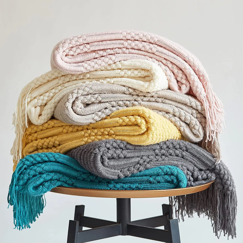 Textured Boho Knit Throw | Chunky Vintage Style