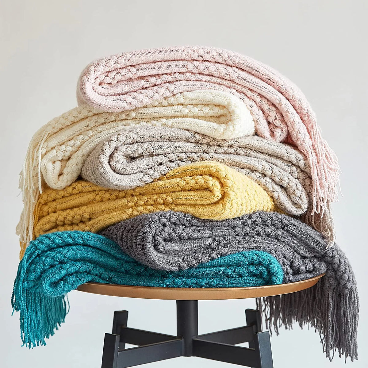 Textured Boho Knit Throw | Chunky Vintage Style