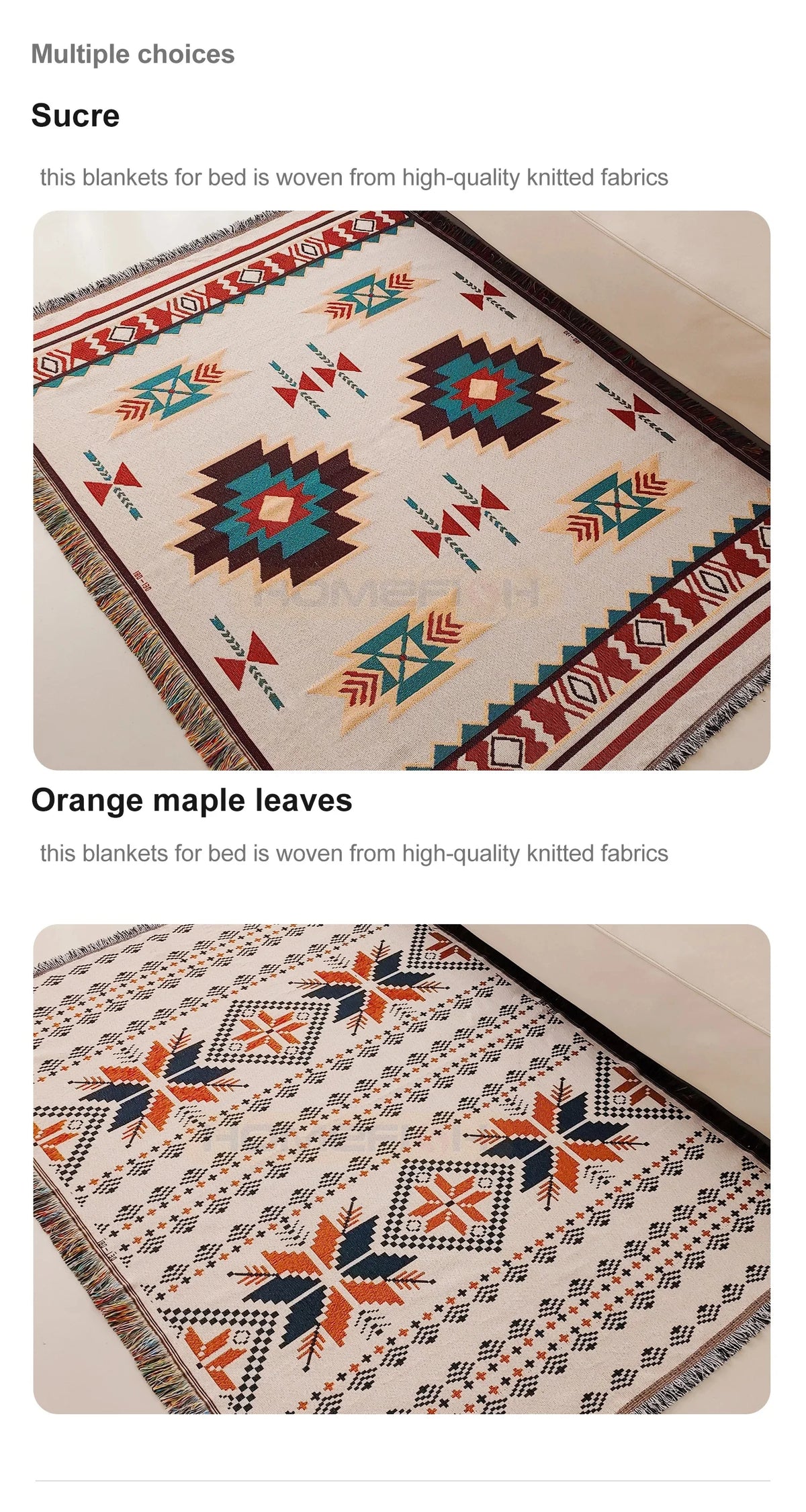 Southwestern Woven Throw Blanket | Fringed Edges | 35x71 in