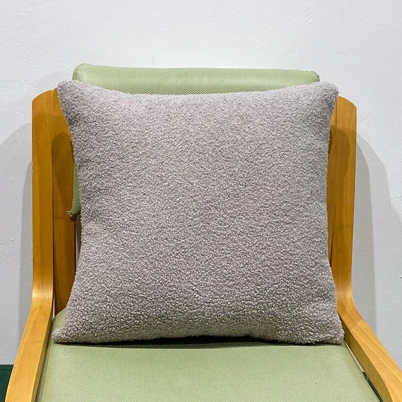 Light grey faux fur pillow cover, 18 x 18 in (supplier photo)