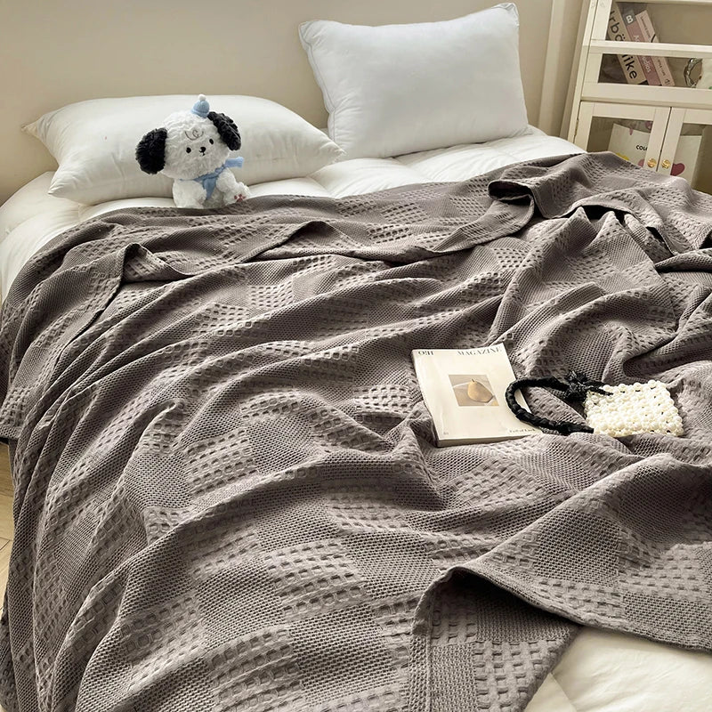 Cotton Waffle Throw Blanket | 100% Cotton, Breathable | 39x59 to 79x91 in