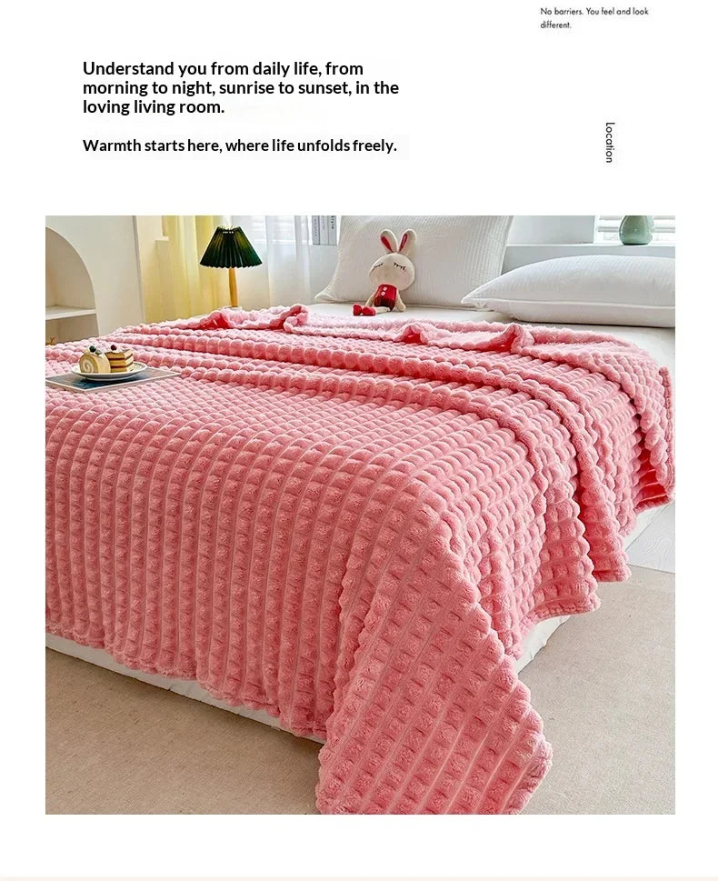 Plush Flannel Throw Blanket | Faux Rabbit Fur Feel, 8 Colors | 39x59 to 79x91 in