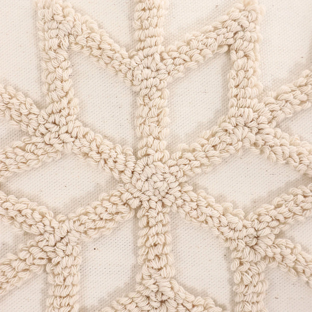 Tufted Snowflake and Reindeer Pillow Cover | Embroidered, Cover Only | 18x18 in