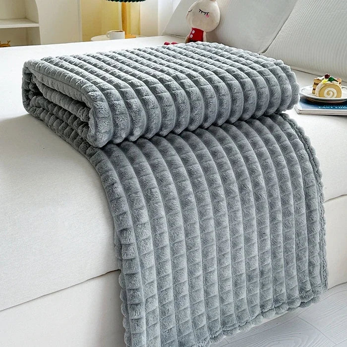 Plush Flannel Throw Blanket | Faux Rabbit Fur Feel, 8 Colors | 39x59 to 79x91 in