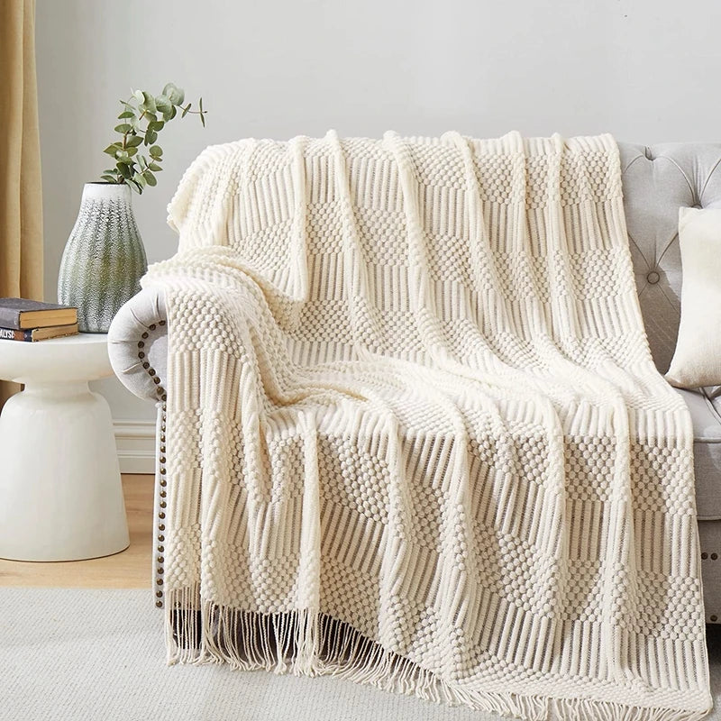 Textured Boho Knit Throw | Chunky Vintage Style