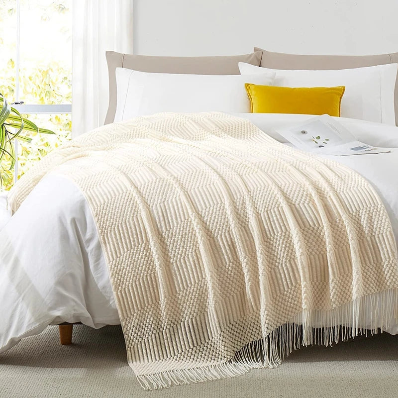 Textured Boho Knit Throw | Chunky Vintage Style