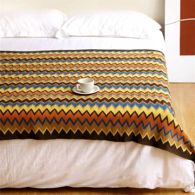 Hand-Knit Acrylic Throw Blanket | 100% Acrylic, Tasseled