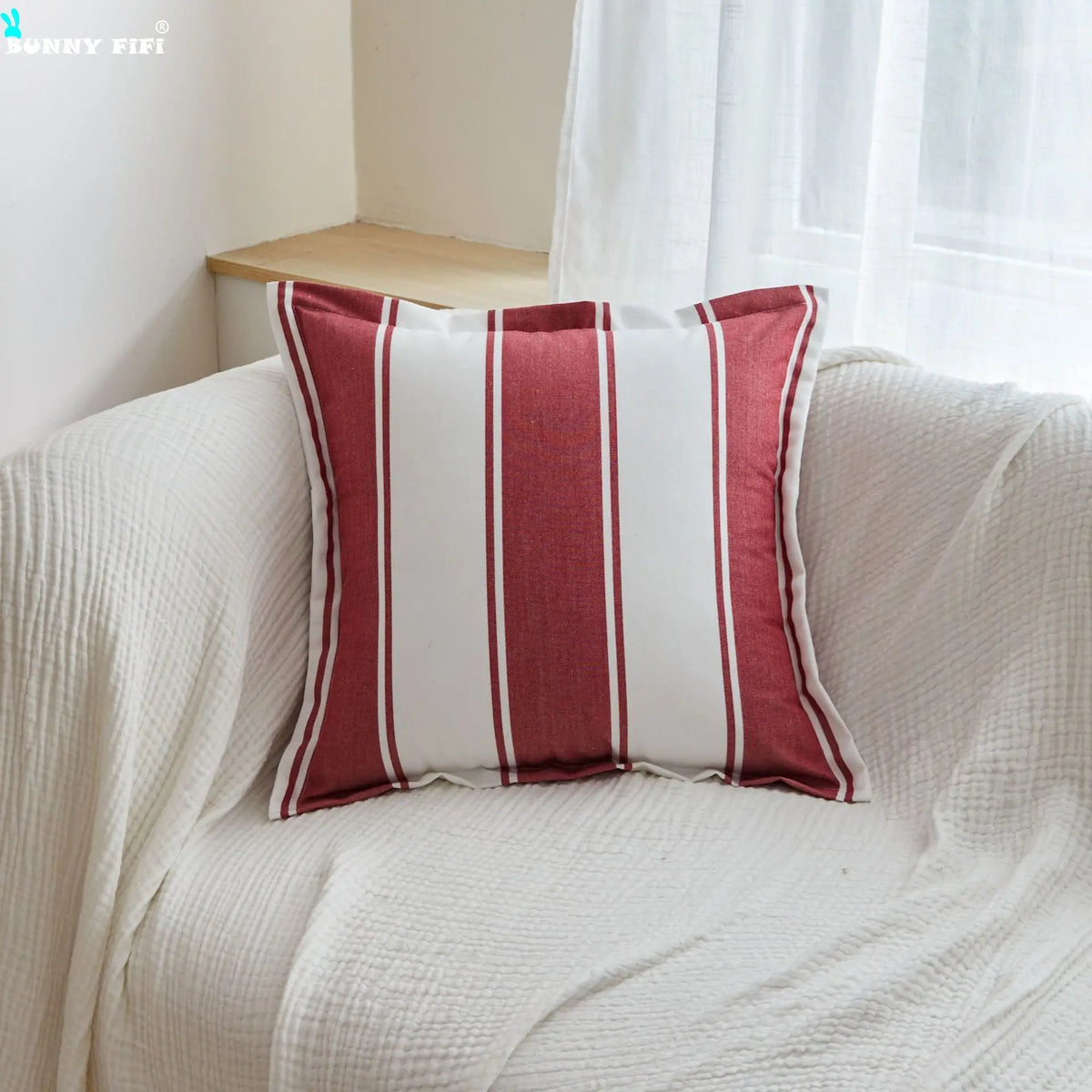 Red and White Checkered Pillow Cover | Velvet with Tassels, Cover Only | 18x18 in