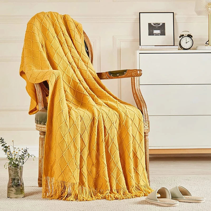 Textured Boho Knit Throw | Chunky Vintage Style