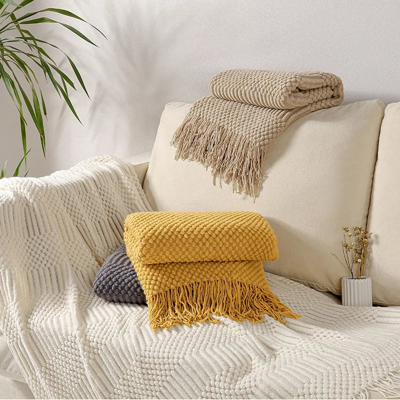 Textured Boho Knit Throw | Chunky Vintage Style