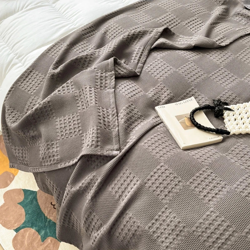 Cotton Waffle Throw Blanket | 100% Cotton, Breathable | 39x59 to 79x91 in