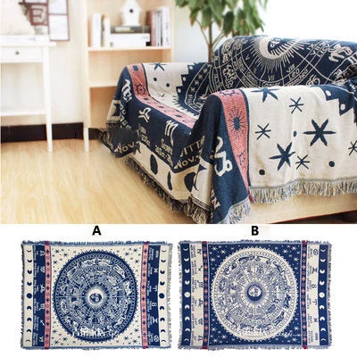 Retro Plaid Woven Throw | Cotton-Linen Blend | 35x35 to 51x71 in