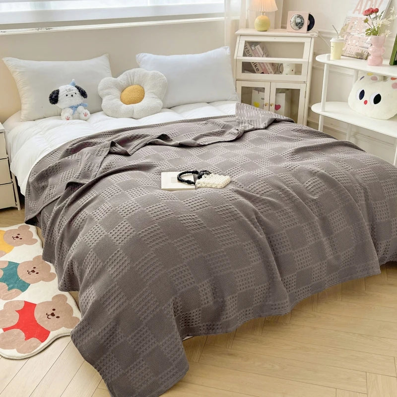 Cotton Waffle Throw Blanket | 100% Cotton, Breathable | 39x59 to 79x91 in