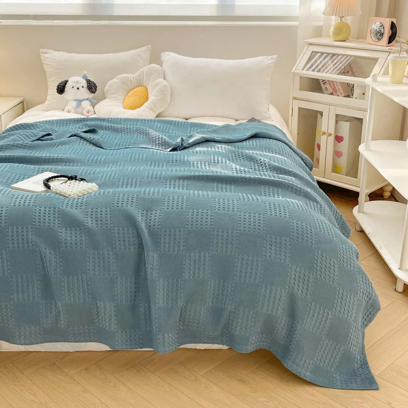 Cotton Waffle Throw Blanket | 100% Cotton, Breathable | 39x59 to 79x91 in