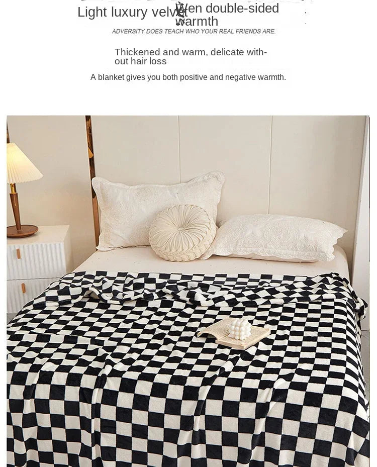 Checkerboard Throw Blanket | Black and White | 39x59 or 59x79 in
