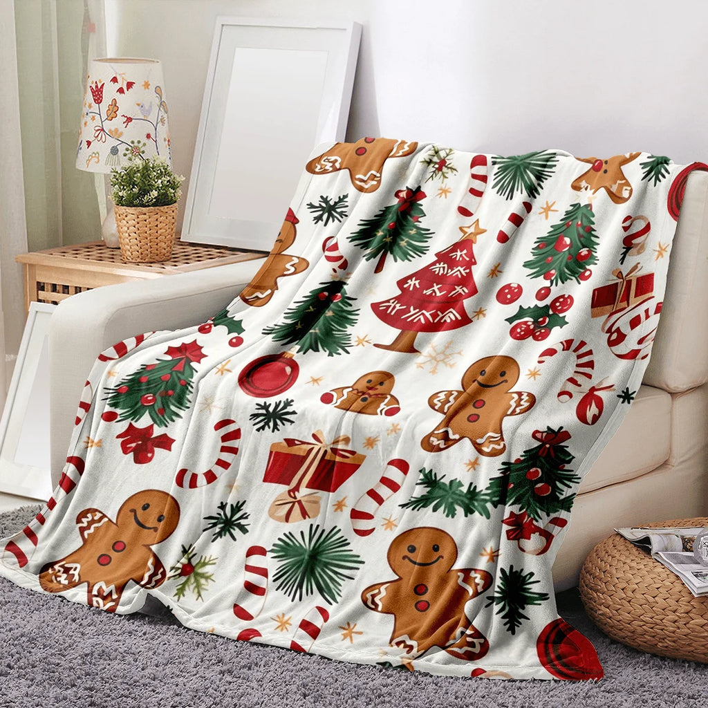 Christmas Gingerbread Flannel Throw | Soft Holiday Blanket