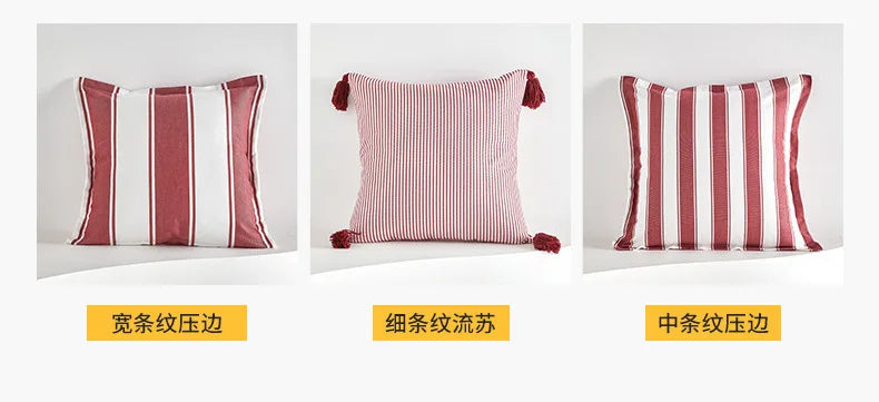Red and White Checkered Pillow Cover | Velvet with Tassels, Cover Only | 18x18 in