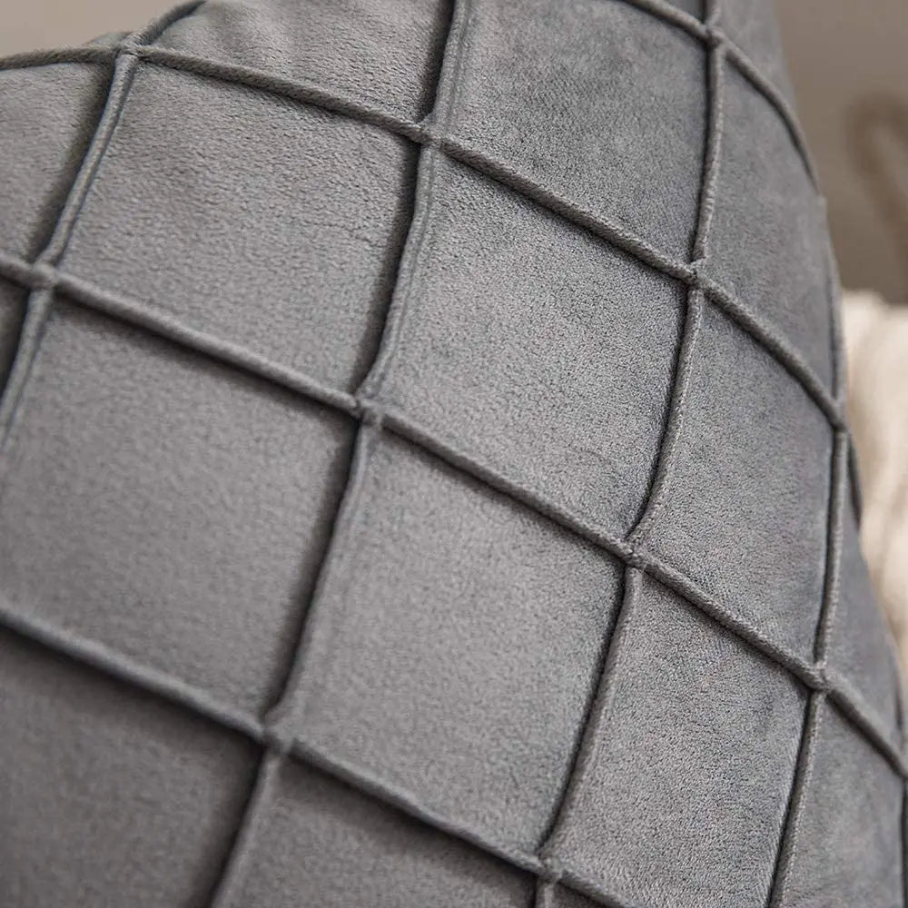 Dark Gray Velvet Plaid Pillow Cover | Cover Only | 12x20 to 20x20 in